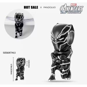 NWOT Black Panther Marvel Avengers Disney x Pandora FIT Silver Charm